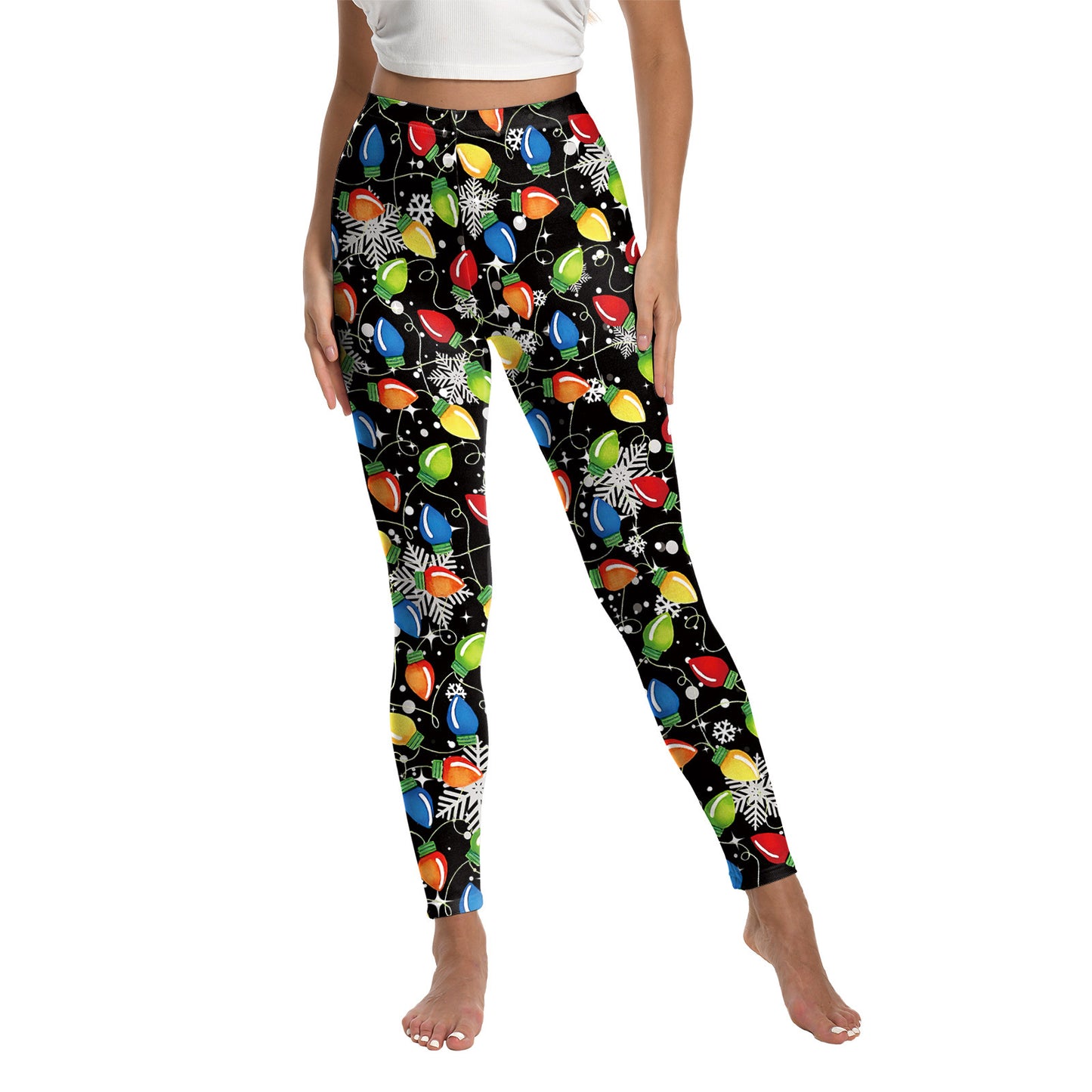 Christmas Printed Sports Yoga Elastic Leggings For Women