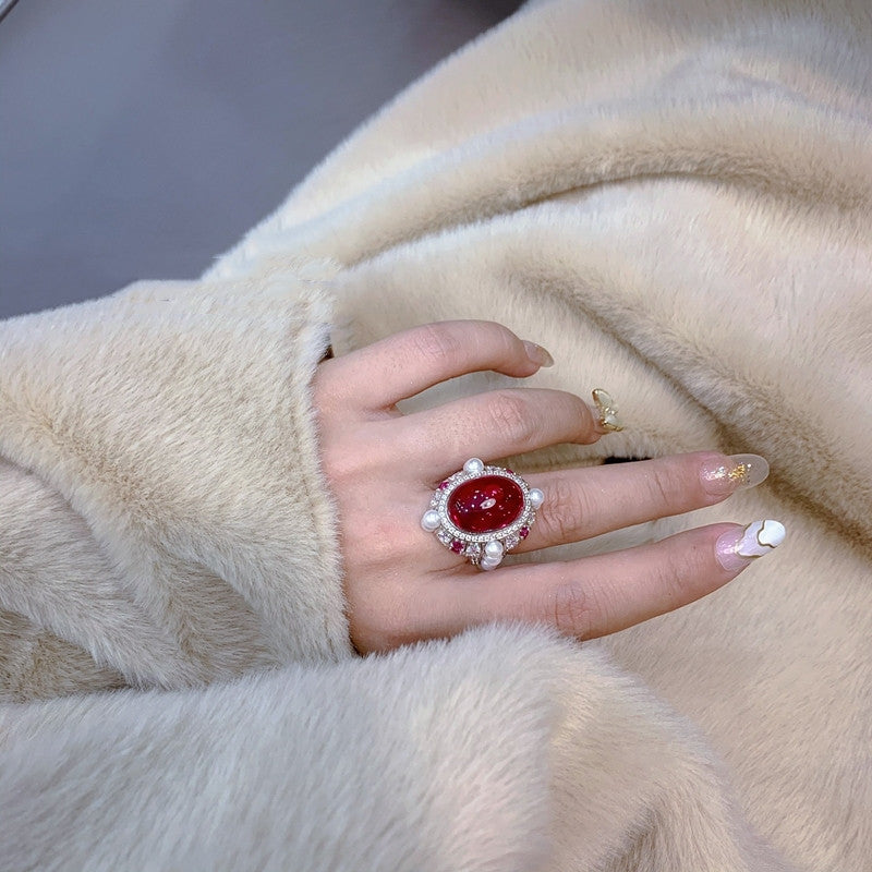 Dove Egg Diamond Ring Vintage Sterling Silver Ruby