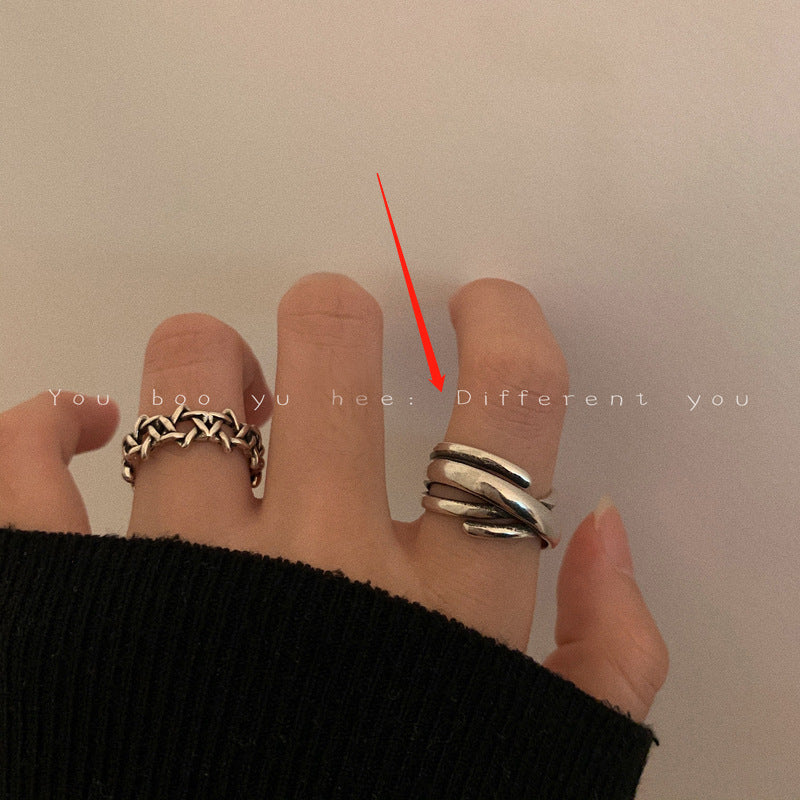 Anillo ajustable con diseño de nicho Ins para mujer