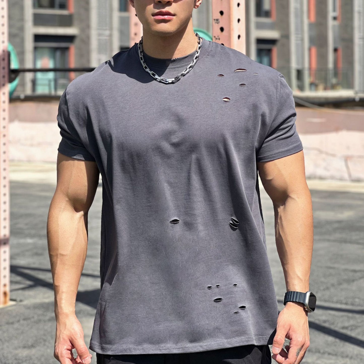 Muscle Sports Loose Cotton Fitness Short Sleeve Men