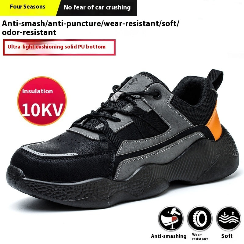 Men's Anti-smashing And Anti-penetration Steel Toe Cap Lightweight And Wear-resistant Work Shoes