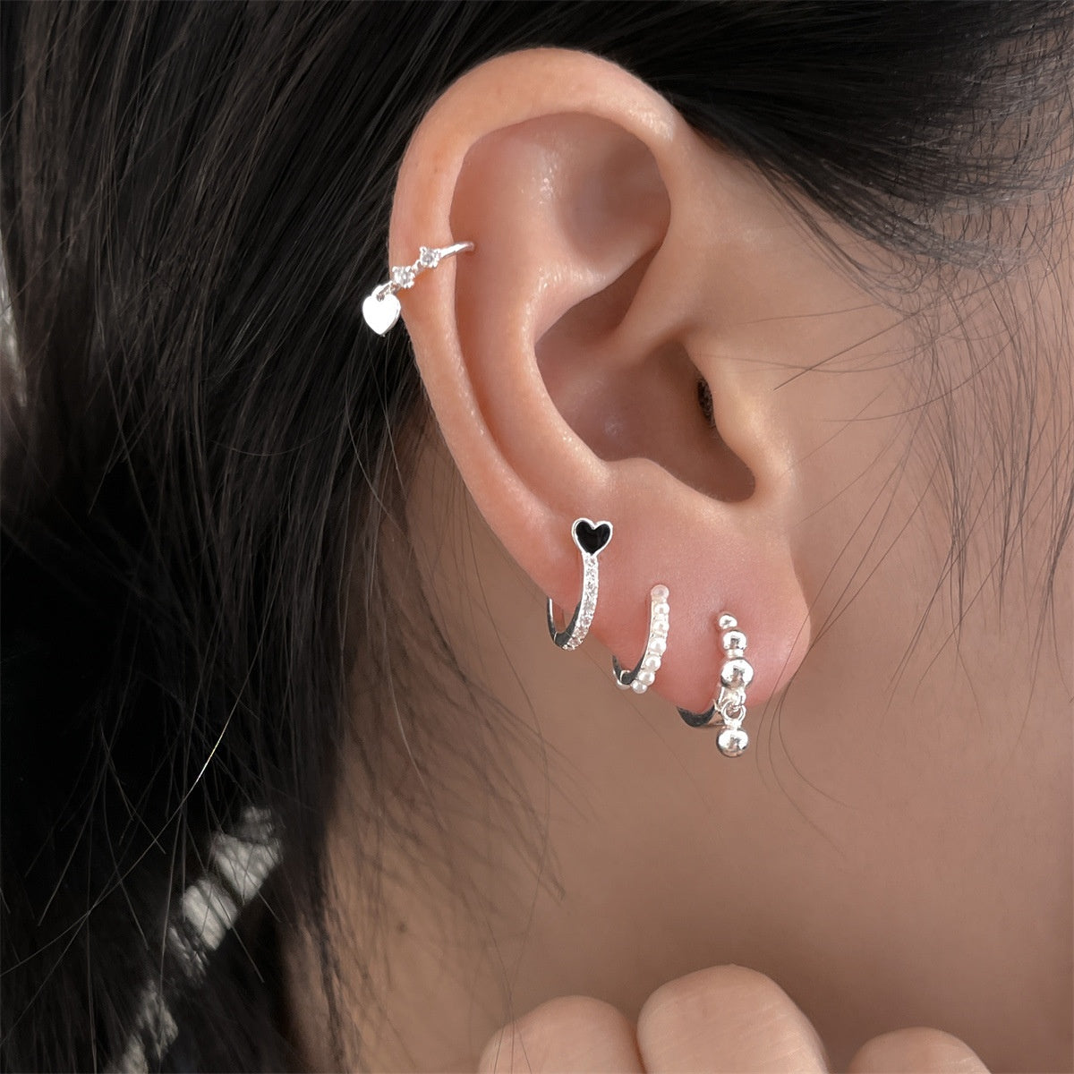 S999 Pure Silver Refined Zircon Pearl Earrings