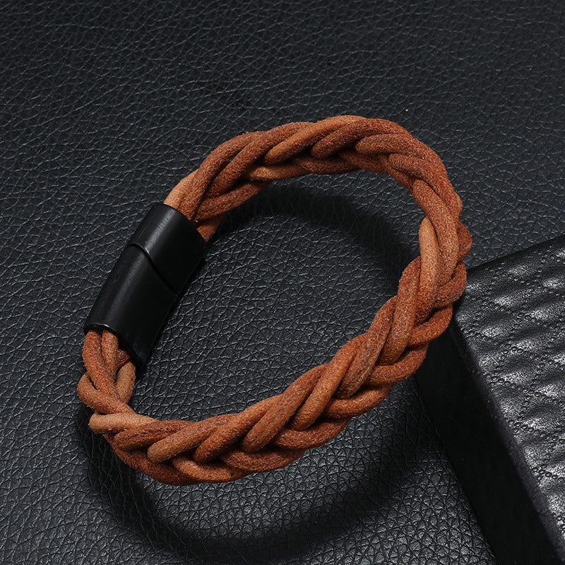 Pulsera de cordón de cuero de moda simple aleación para hombres