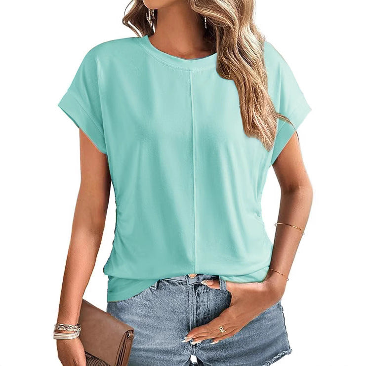 Women's Fashionable Side Raglan Short-sleeved Top