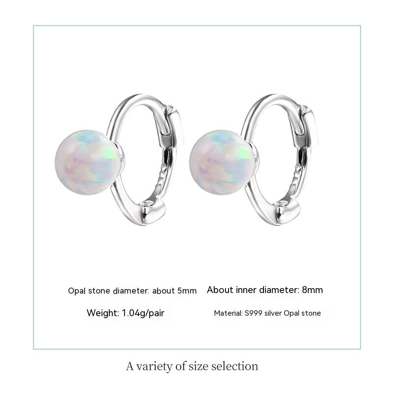 S999 Pure Silver Refined Zircon Pearl Earrings