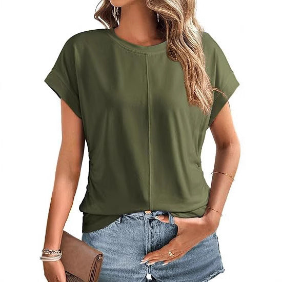 Women's Fashionable Side Raglan Short-sleeved Top