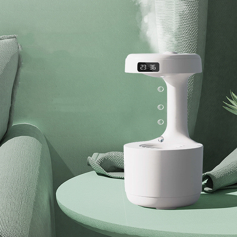 Humidificador antigravedad para dormitorio con reloj Difusor de aroma de reflujo de gota de agua Gran capacidad Oficina Dormitorio Silencio Niebla pesada Pulverizador doméstico