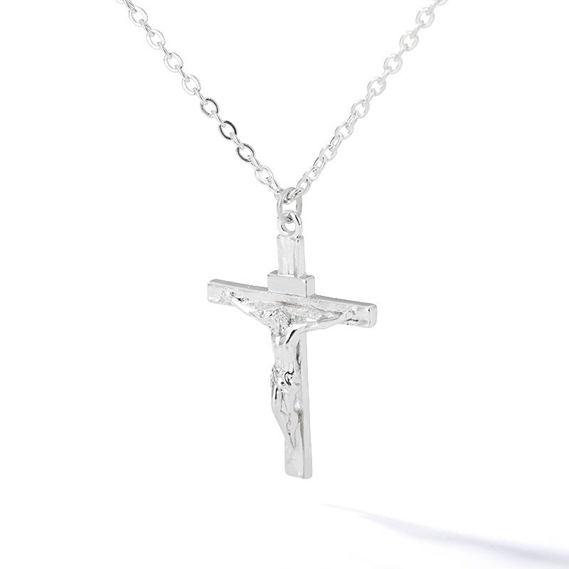 Ornament Copper Inlaid Zircon Cross Necklace Men And Women Fashion Gift Religious Cross Pendant