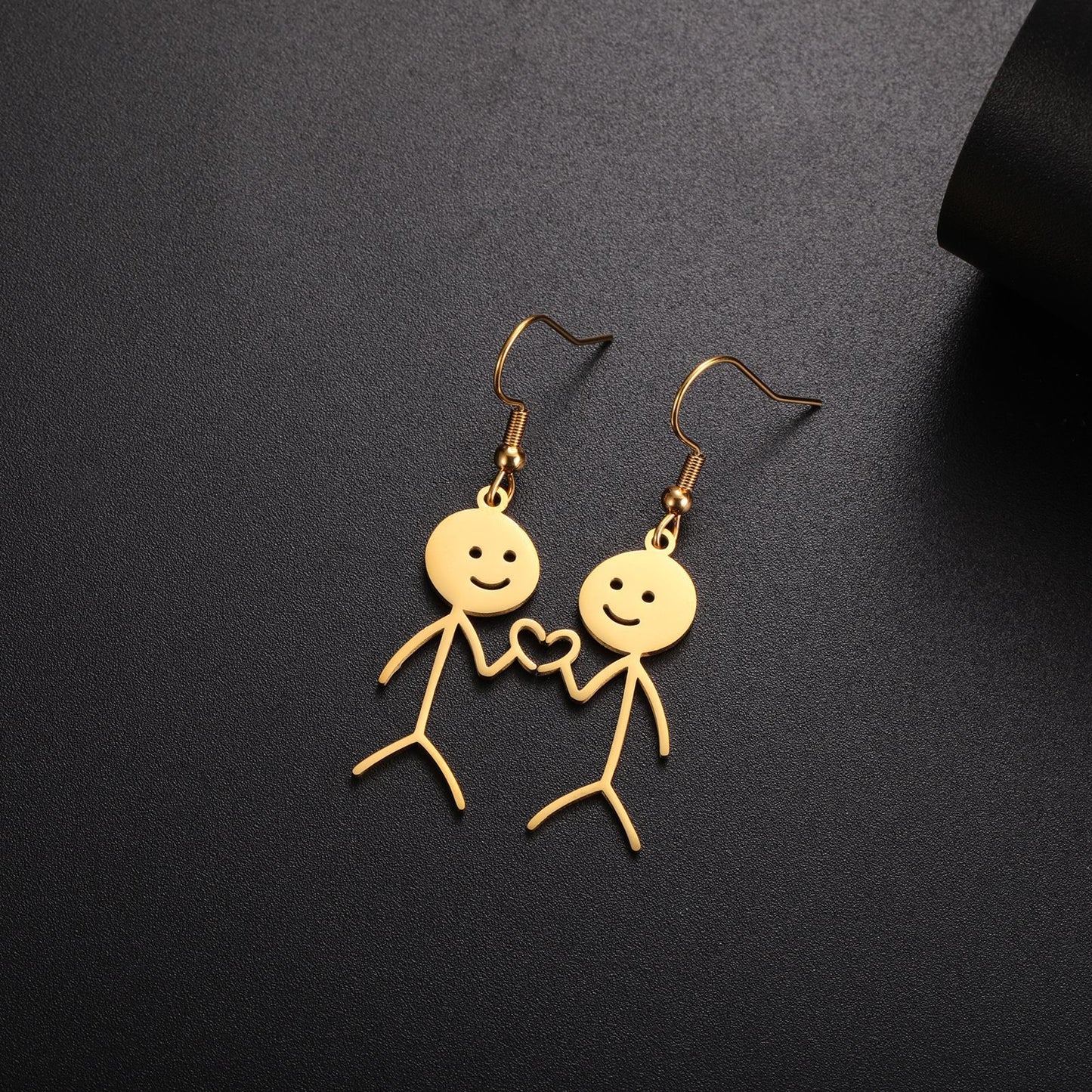 Titanium Steel Cut Hollowed Cartoon Single Side Bixin Villain Pendant Stainless Steel Earrings