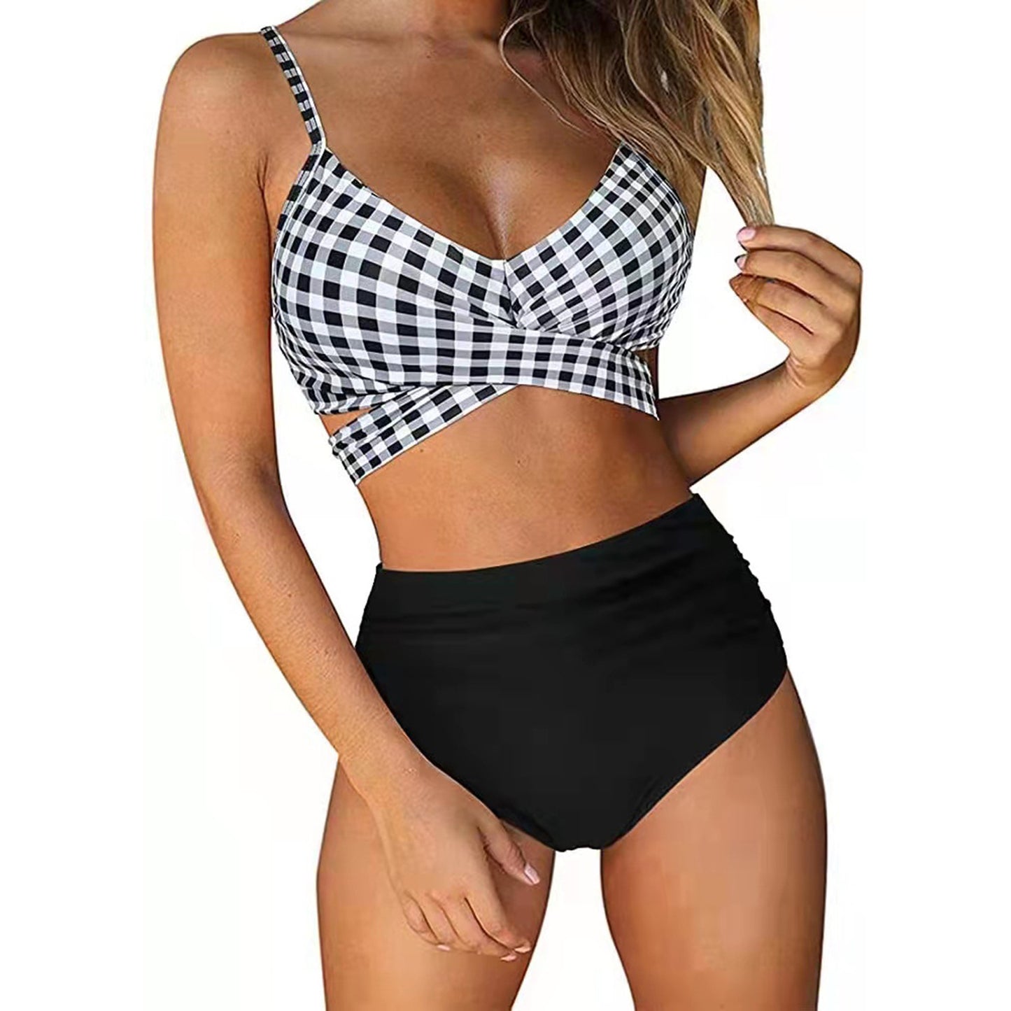 Conjunto de bikini con estampado sólido sexy para mujer Traje de baño push up