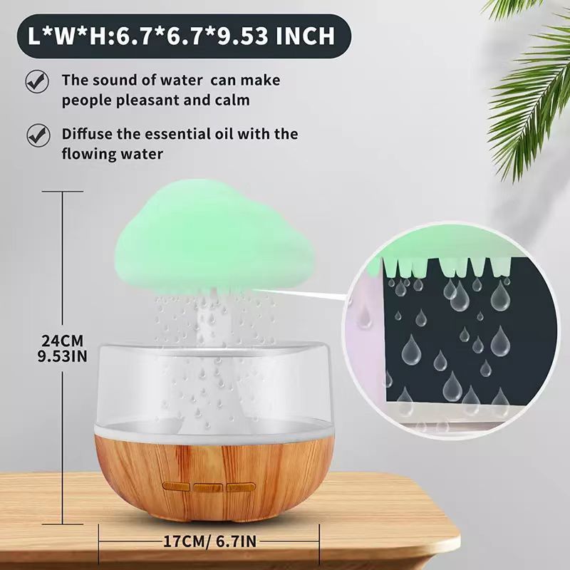 2-in-1 Desk Humidifier Rain Cloud Aromatherapy Essential Oil Zen Diffuser at Raining Cloud Night Light Mushroom Lamp