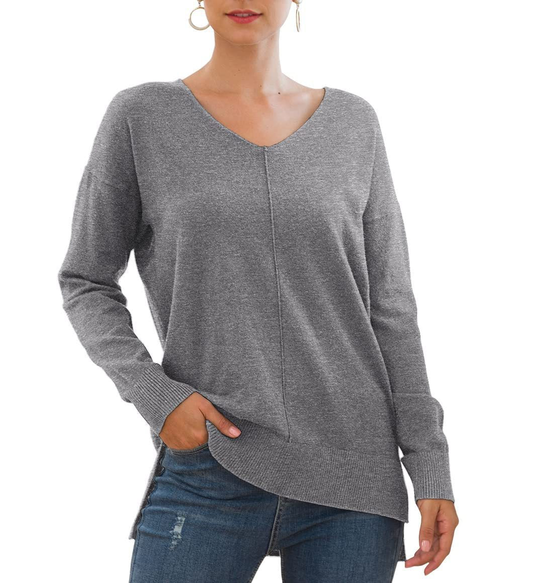 V-neck Batwing Sleeve Knitted Sweater