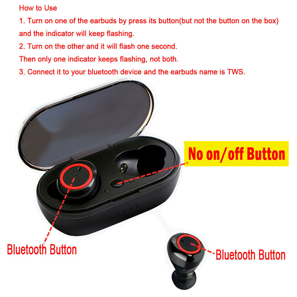 Waterproof Bluetooth 5.0 Wireless Earbuds Headphone Headset Noise Cancelling TWS