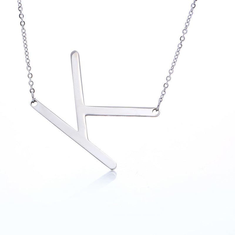 Fabulous Rose Gold Plated Stainless Steel Initial Letter Pendant Necklace