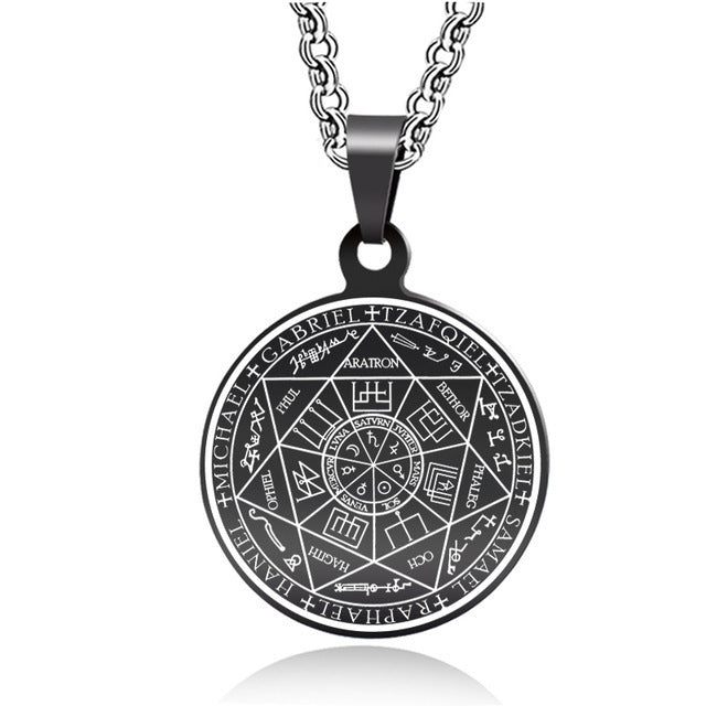 Religious Scriptures Seven Angels Seal Tag Stainless Steel Necklace