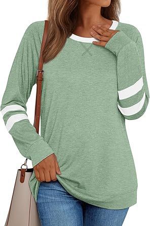 Women's Long-sleeved Shirt Hot Girl Casual Round Neck Multicolor Top