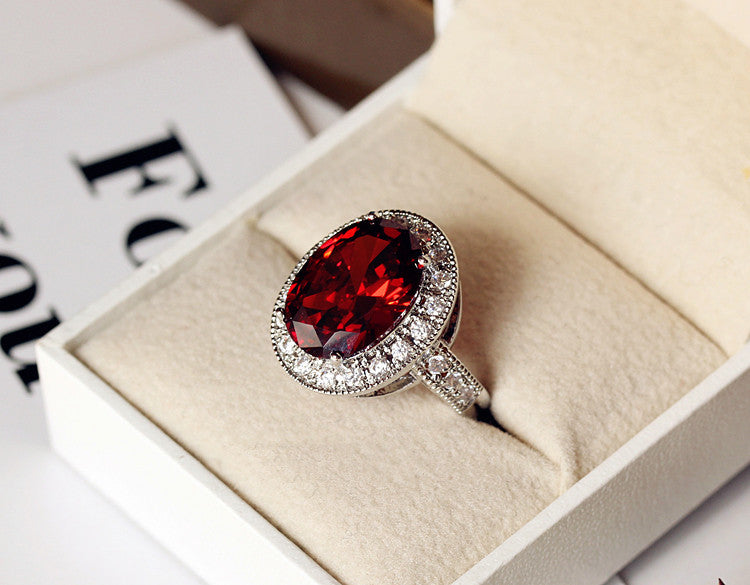 Trendy Fashion Dove Egg Deep Ruby Zircon Ring