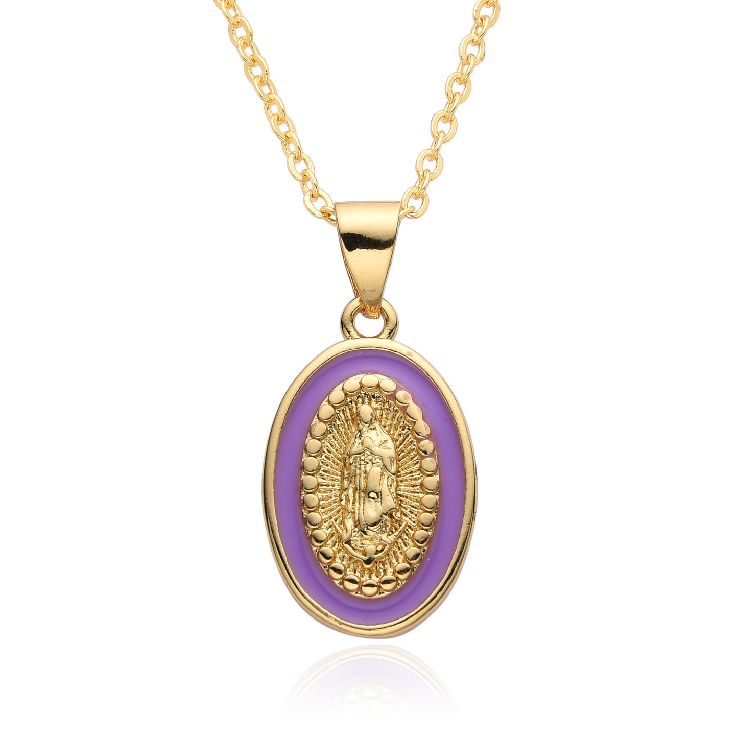 Religious Drip Oval Pendant Necklace For Women