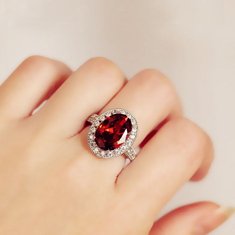 Trendy Fashion Dove Egg Deep Ruby Zircon Ring