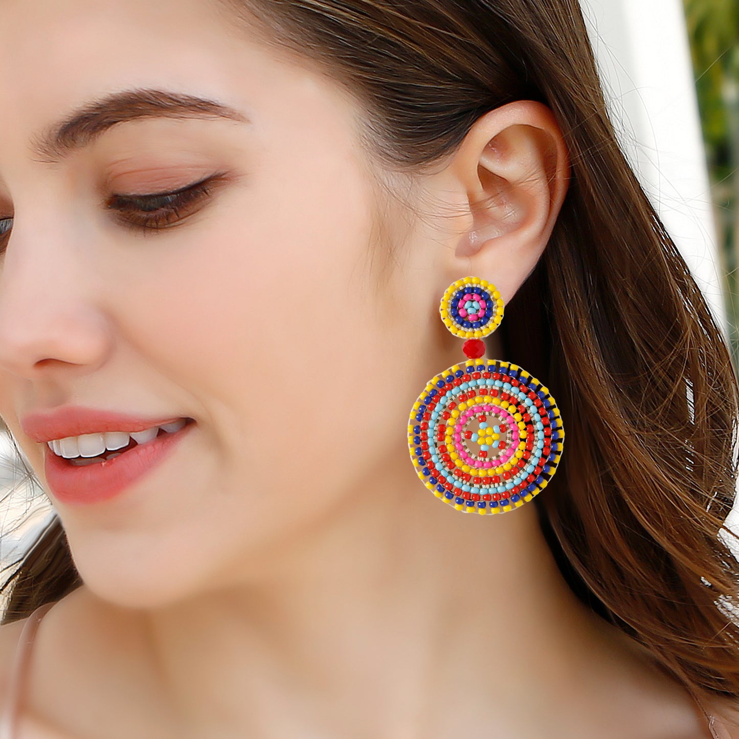 Retro Ethnic Style Lightweight Hand-woven Bead Earrings