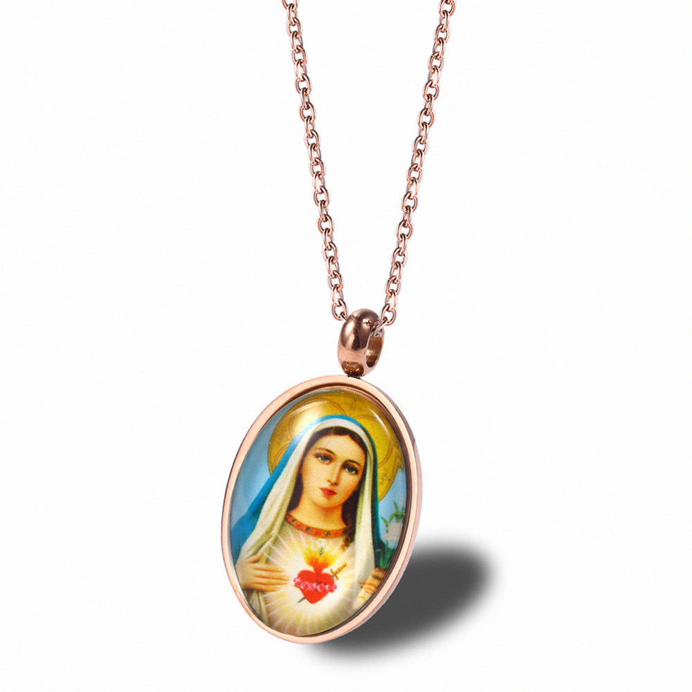 European And American Religious Virgin Mary Clavicle Necklace Women Pendant