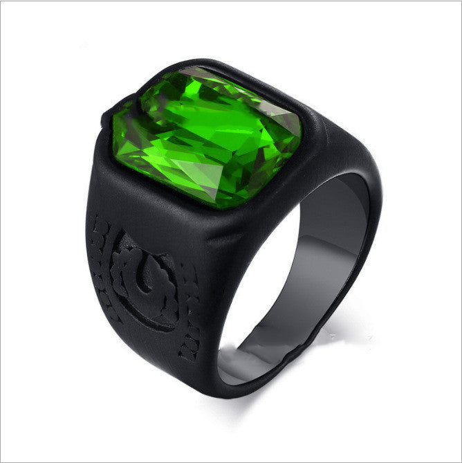 European And American Ruby Black Trendy Men's Ring