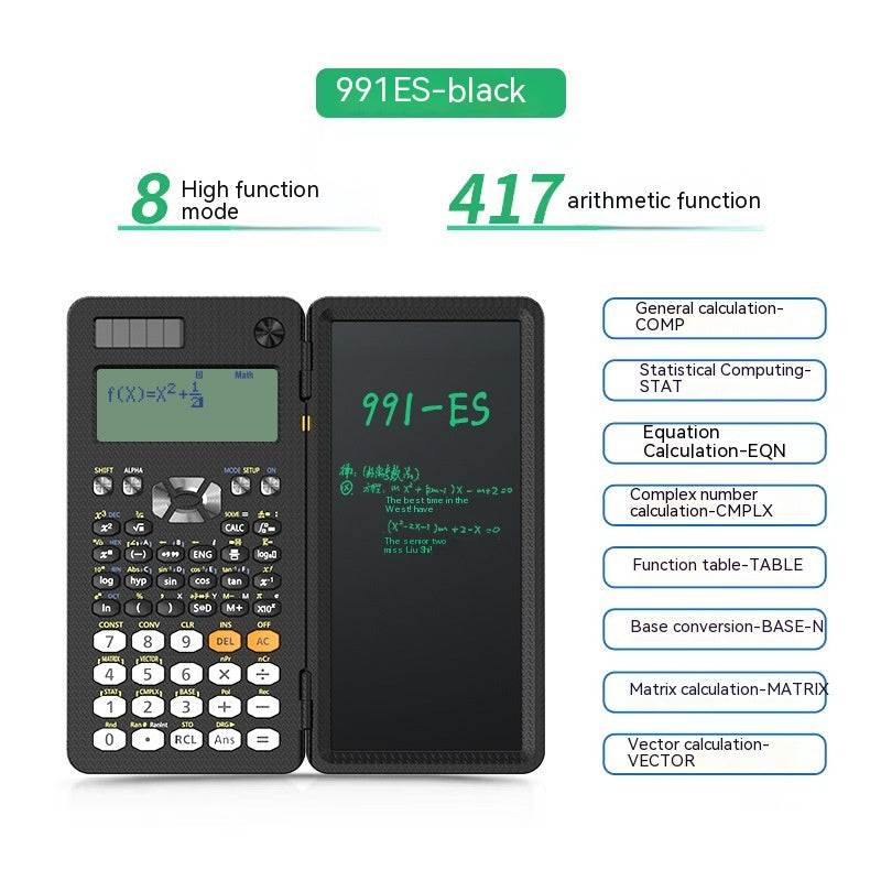 Calculadoras científicas plegables 2 en 1, tableta de escritura a mano, calculadora con función de aprendizaje, calculadoras científicas de escritorio plegables