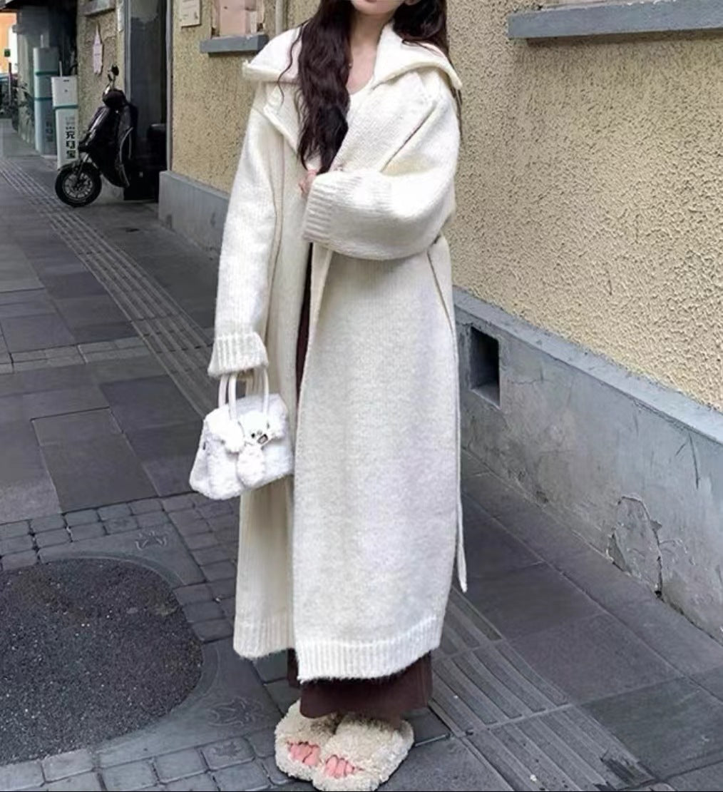 Autumn And Winter Mohair Knitted Coat For Women