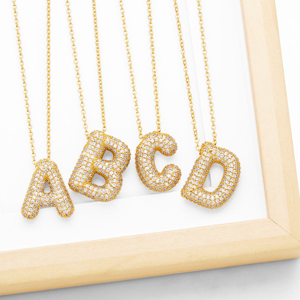 26 English Letter Necklace Para sa Babaeng Naka-inlaid Zircon