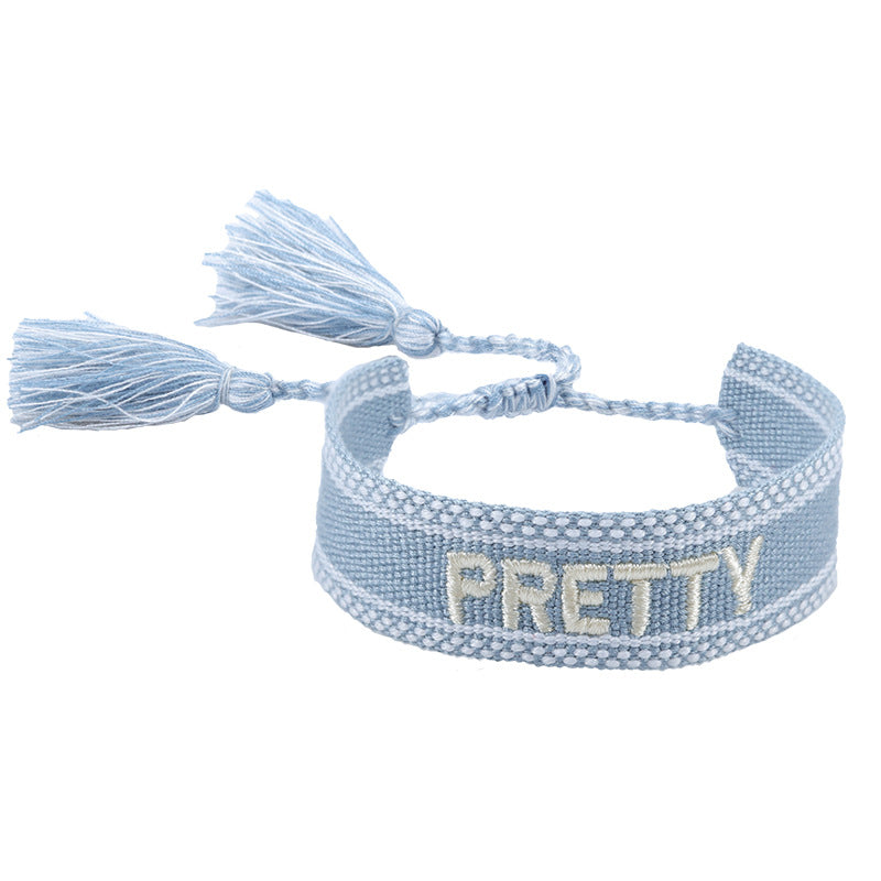 Knitted Belt Couple Bracelet Letter Embroidery Wrist