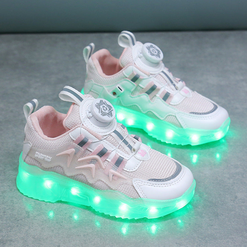 Rotating Button Charging Colorful Light Shoes Sports Light Up Shoes