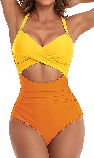 Women's Fashion Casual Cross One-piece Swimsuit