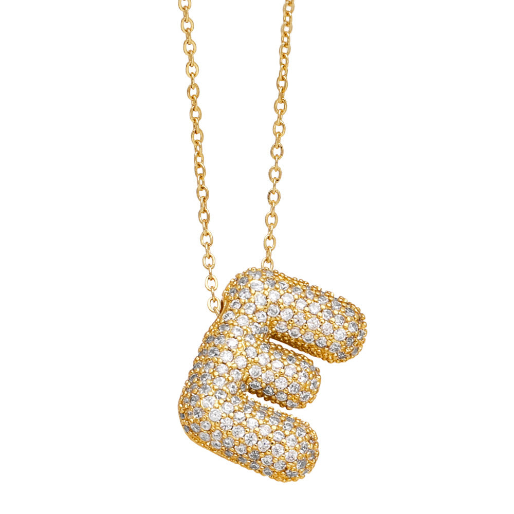 26 English Letter Necklace Para sa Babaeng Naka-inlaid Zircon