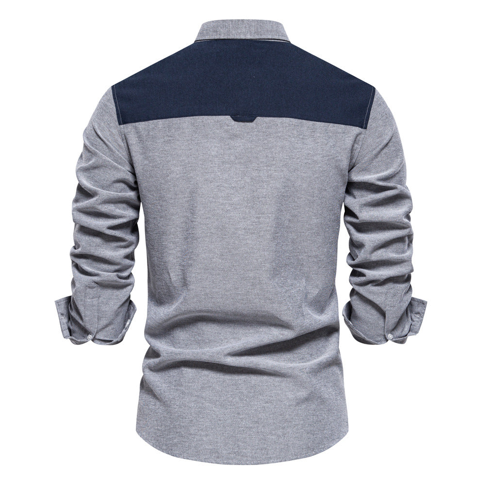 All-matching Fashion Colorblock Long-sleeved Top For Men