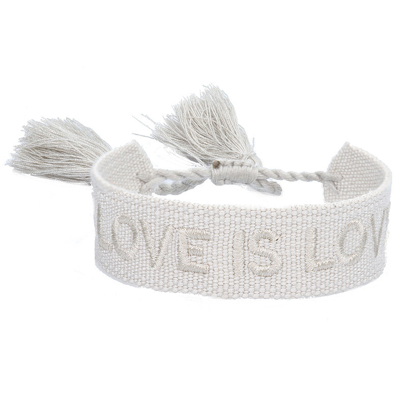 Knitted Belt Couple Bracelet Letter Embroidery Wrist