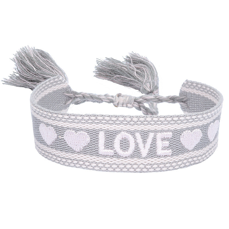 Knitted Belt Couple Bracelet Letter Embroidery Wrist