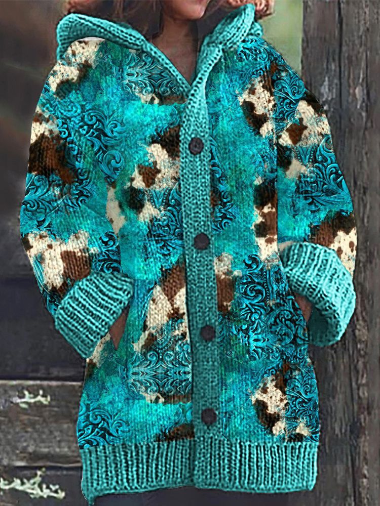 Ethnic Print Women's Casual Cloak Coat