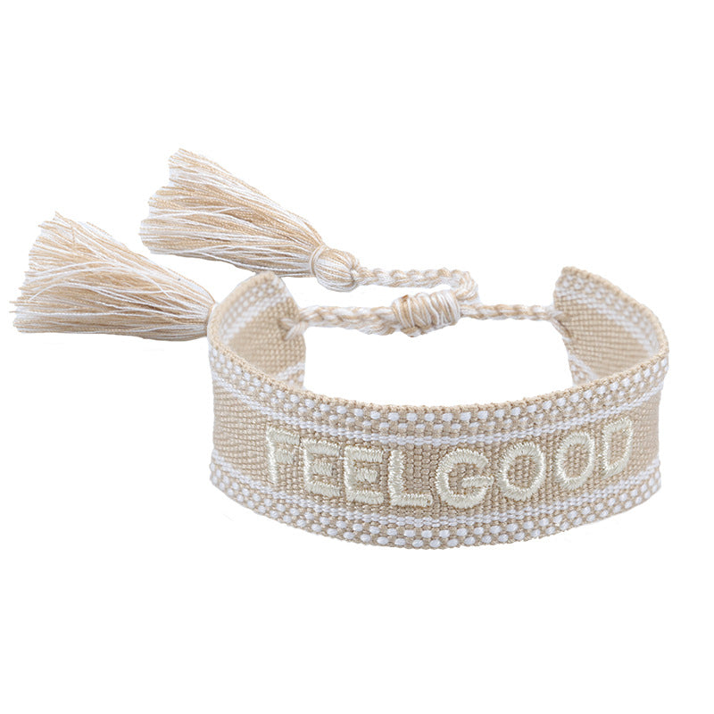 Knitted Belt Couple Bracelet Letter Embroidery Wrist