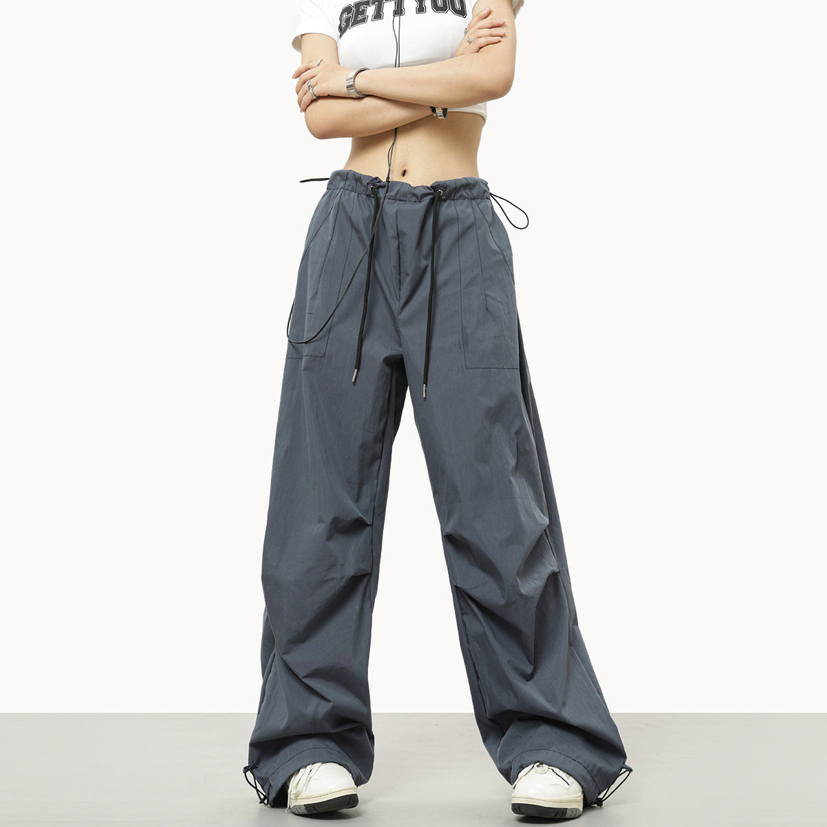 Drawstring Elastic Waist Casual Charging Sports Trousers