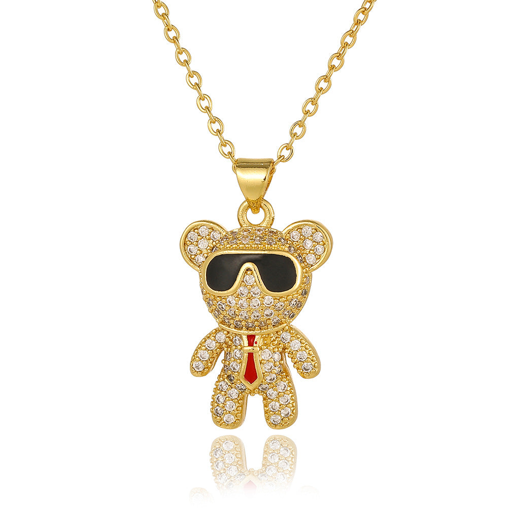 Copper Micro Inlay Light Luxury Zircon Animal Pendant Necklace