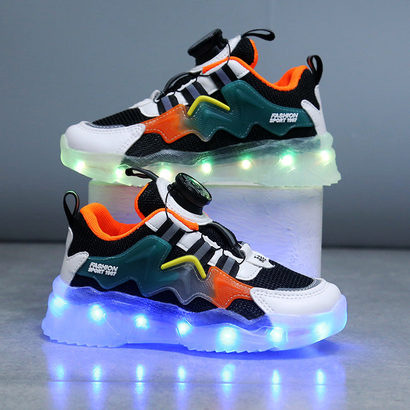 Rotating Button Charging Colorful Light Shoes Sports Light Up Shoes