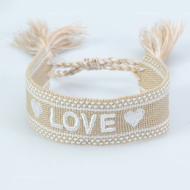 Knitted Belt Couple Bracelet Letter Embroidery Wrist