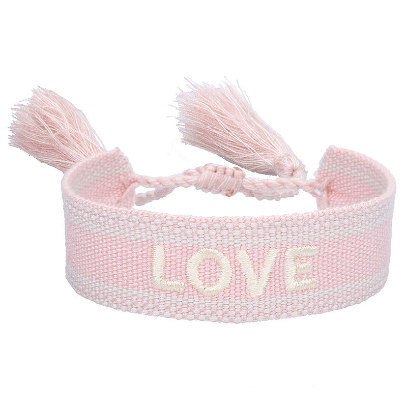 Knitted Belt Couple Bracelet Letter Embroidery Wrist