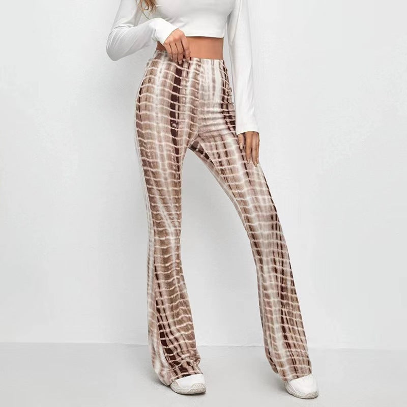 Women's Tight Retro Print Bootleg Pants