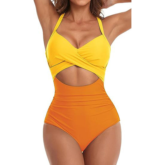 Women's Fashion Casual Cross One-piece Swimsuit