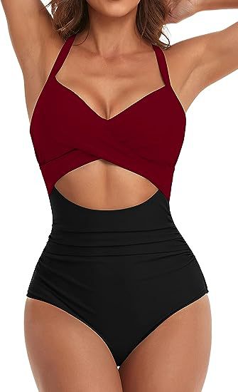 Women's Fashion Casual Cross One-piece Swimsuit