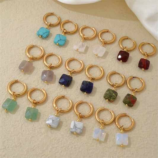 INS Style Fashion Square Earrings Gold Plated Ear Clip