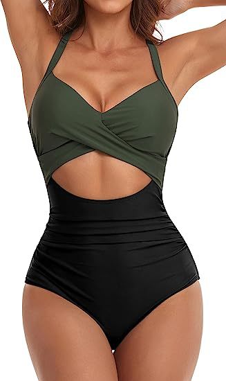 Women's Fashion Casual Cross One-piece Swimsuit