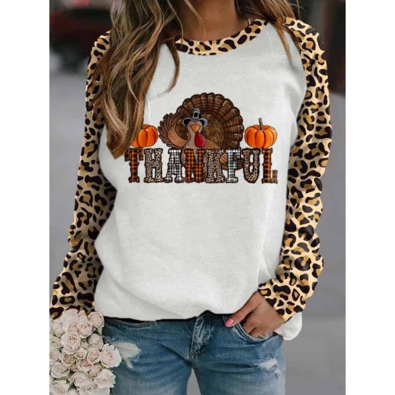 Women's Printed Long Sleeve Crew Neck Sweater