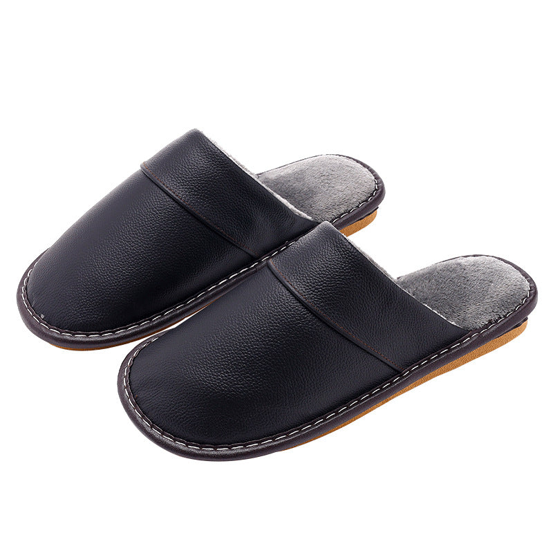 Genuine Leather Warm Household Cowhide Cotton Slippers